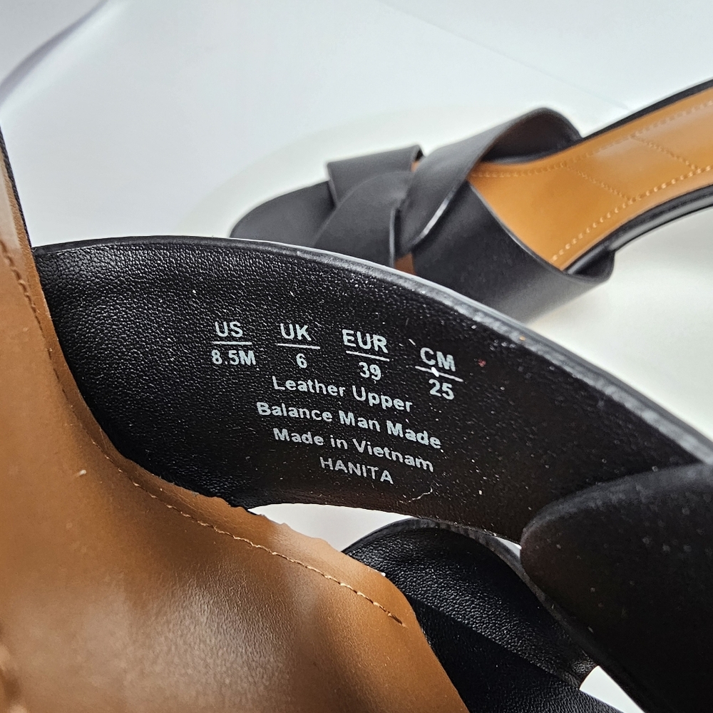 Franco Sarto Black Leather D'Orsay Peep-Toe Heels - Picture 11 of 13